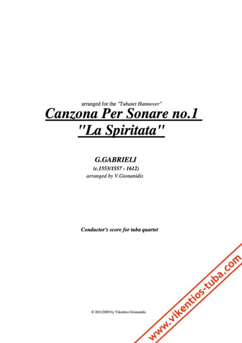 Canzona per Sonare No.1 "La Spiritata" - G.Gabrieli - tuba quartet Gionanidis