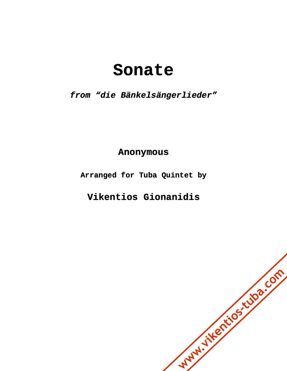 Sonate from "Die Bänkelsängerlieder" - Anon. - tuba quintet GIONANIDIS