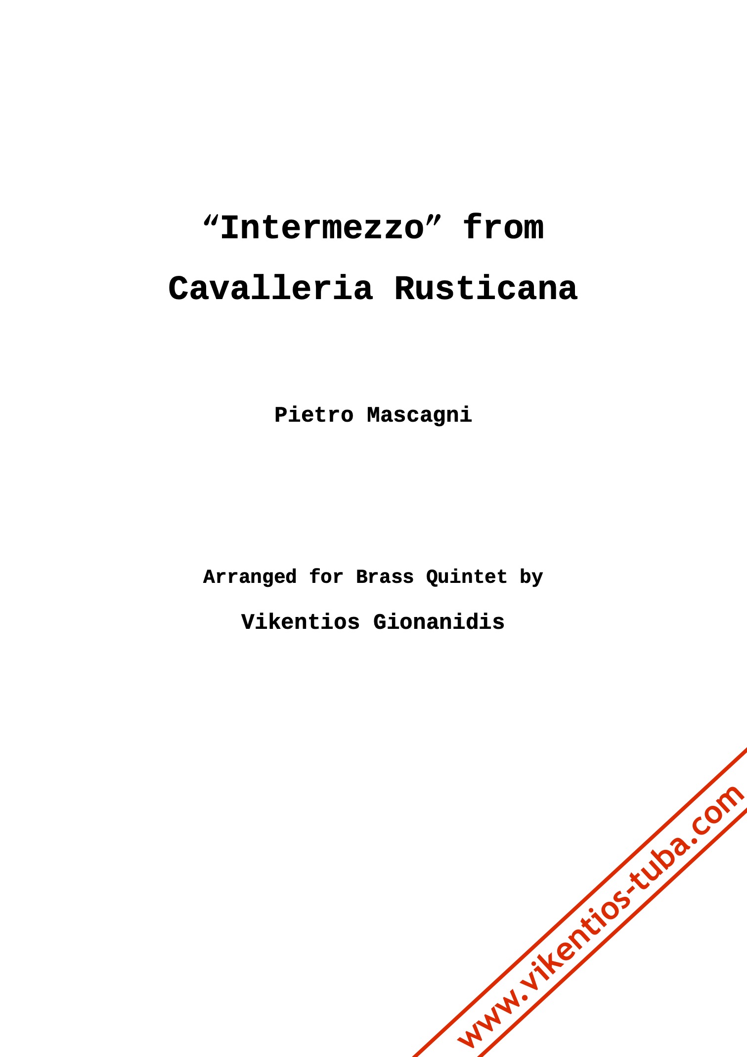 Intermezzo from Cavalleria Rusticana - P.Mascagni - brass quintet ...