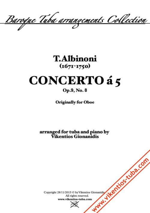 Concerto á 5, Op.9 No.8 - T.Albinoni - tuba and piano Gionanidis