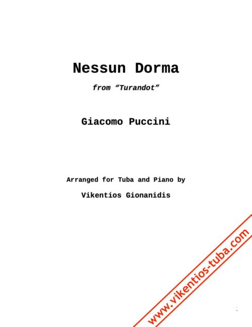 Nessun Dorma from Turandot - G.Puccini - tuba and piano Gionanidis